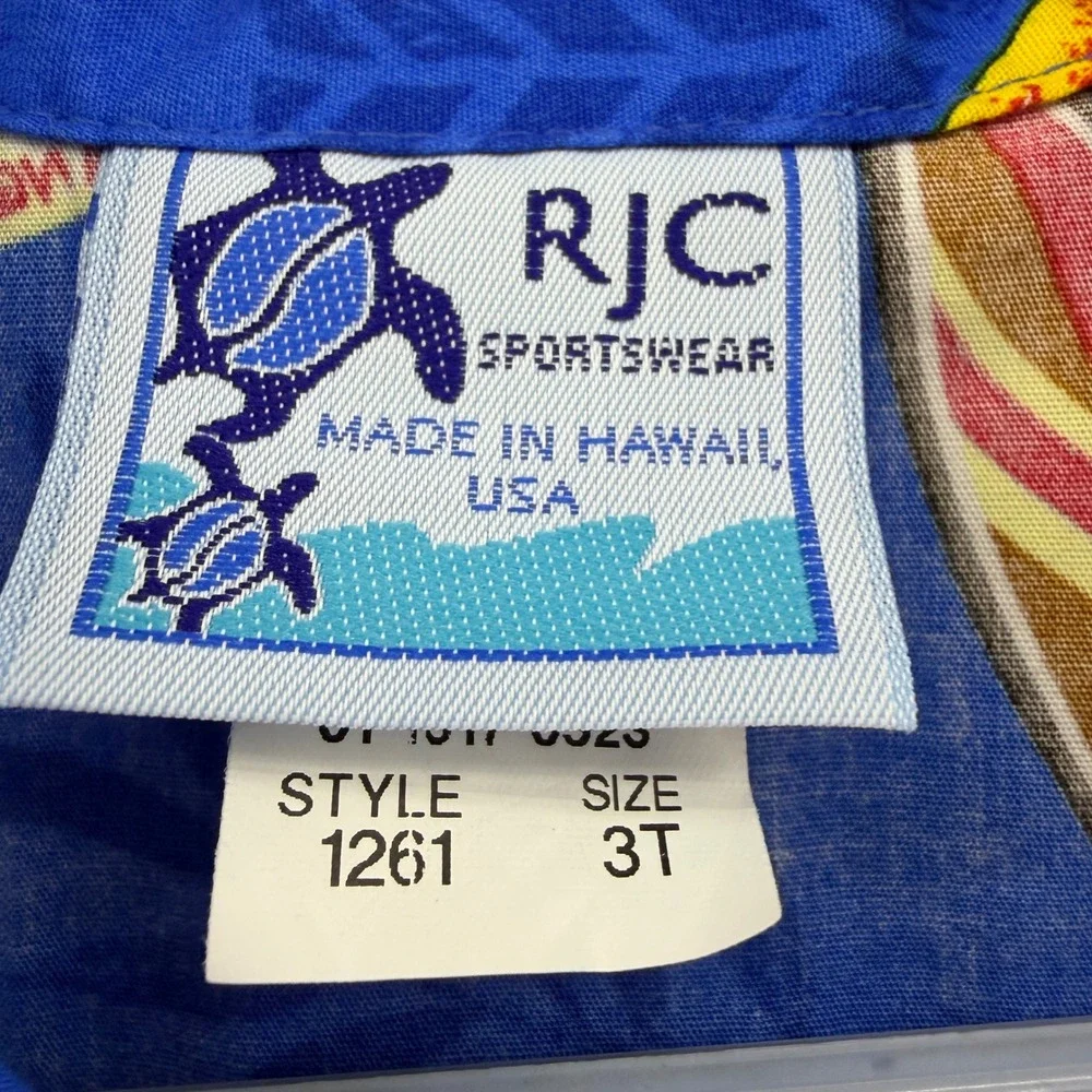 RJC Hawaiian Cabana Kids 3T 2pc Set 100 Cotton Blue Surfboard Print Hawaii Made‎